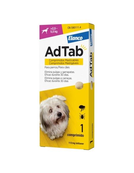 Antiparasitario Masticable para Perros ADTAB de 2,5 kg a 5,5 kg 1 ud